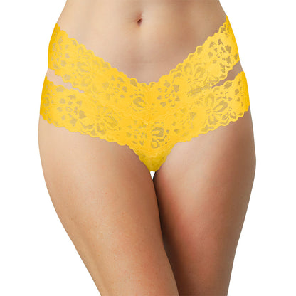 Yellow All Lace Thong with Double Bands