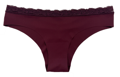 Laser Cut Rib Cheeky with Lace Waist, XS-2X