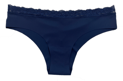 Laser Cut Rib Cheeky with Lace Waist, XS-2X