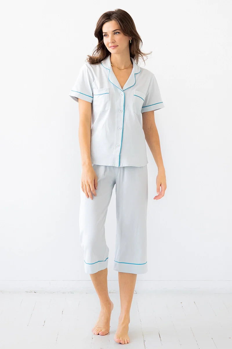SALUA Classic Luxury Capri Pajamas in Brushed Pima Cotton