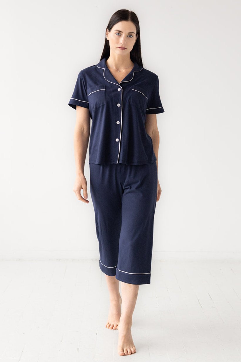 SALUA Classic Luxury Capri Pajamas in Brushed Pima Cotton
