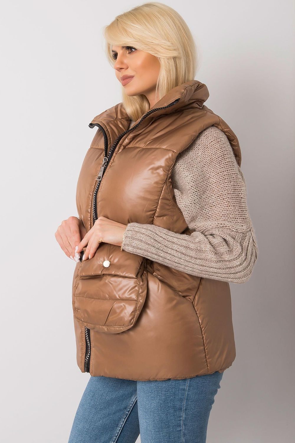 Calveris Belted Lined Zip Gilet