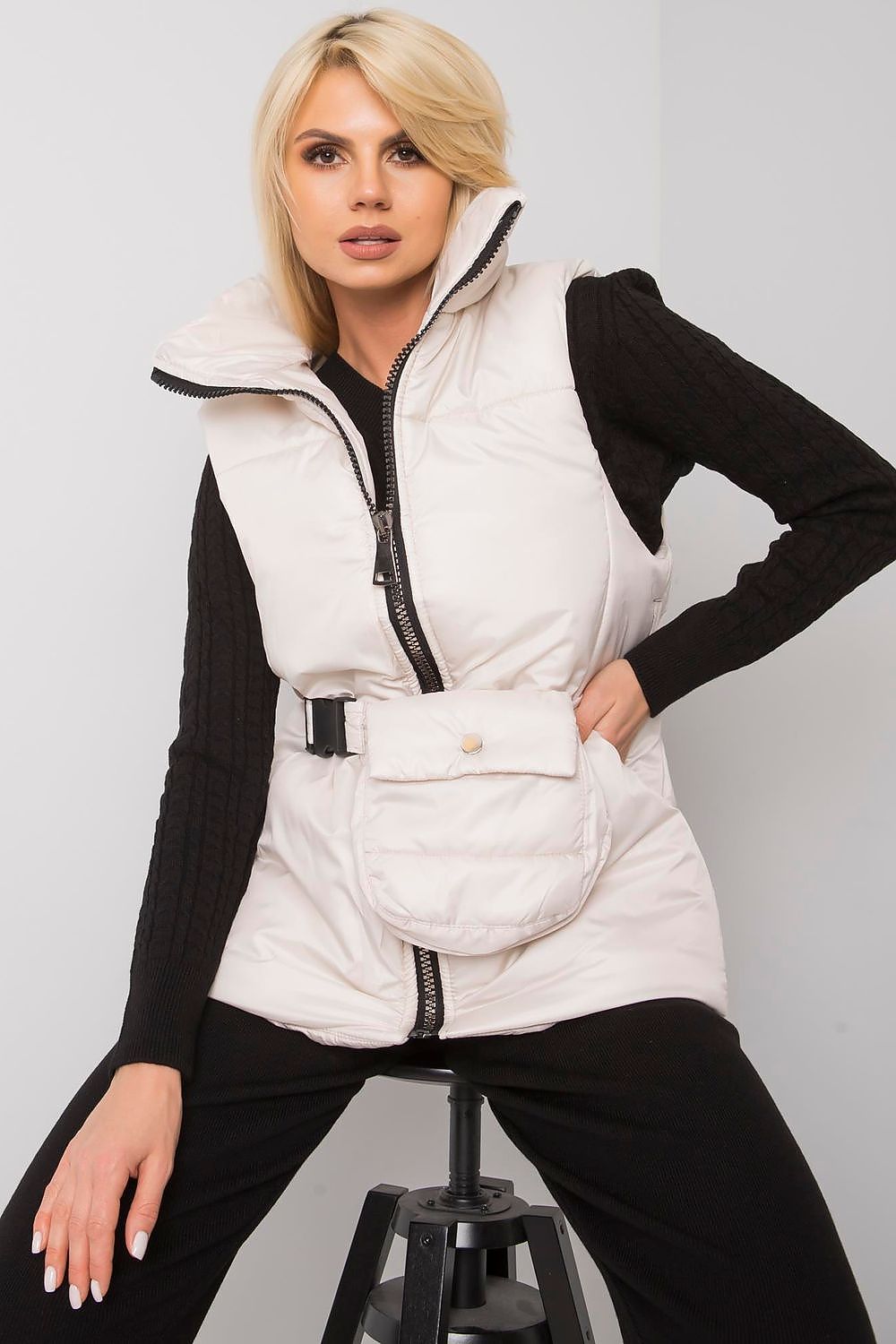 Calveris Belted Lined Zip Gilet