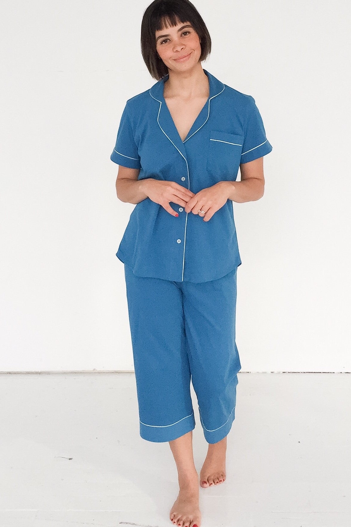 SALUA Classic Luxury Capri Pajamas in Brushed Pima Cotton